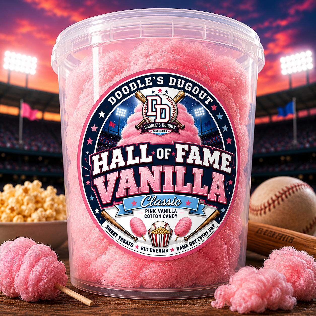 Hall Of Fame Vanilla Cotton Candy | Classic Pink Vanilla Cotton Candy | Doodle’s Dugout